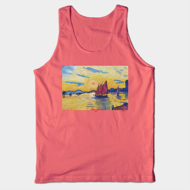 New York Sunset with sail boat Tank Top by tobycentreart